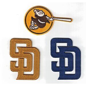 (3) San Diego Padres SD + Friar Team Logo Embroidered 3in Iron / Sew-On Patch